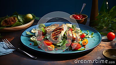 Grilled Meat Plate with Spicy Stock Photo