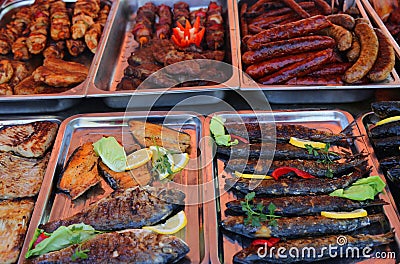 Grilled meat specialties Stock Photo