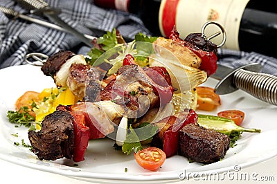 Grilled meat on a spit Stock Photo