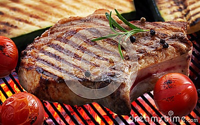 Grilled meat steak and vegetables Stock Photo