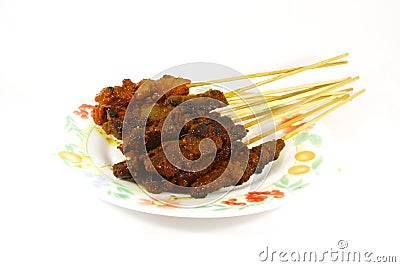 Grilled Meats Skewered on Bamboo Sticks Stock Photo