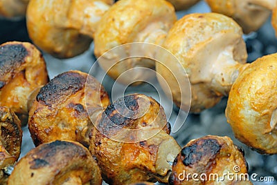 Grilled mushrooms Stock Photo