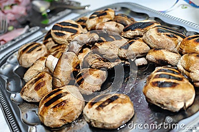 Grilled mushrooms Stock Photo