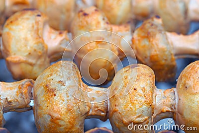 Grilled mushrooms in mayonnaise Stock Photo