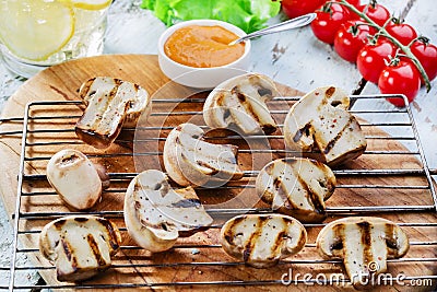 Grilled mushrooms Stock Photo