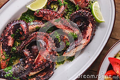 Grilled octopus dish Stock Photo