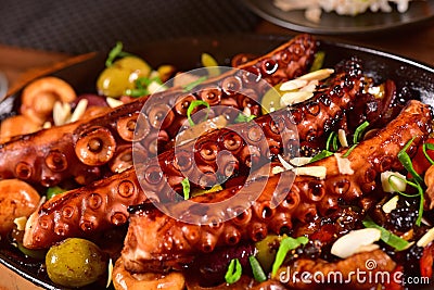 Grilled octopus plate Stock Photo