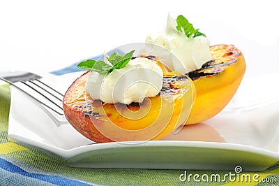 Grilled Peaches Stock Photo