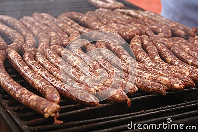 Grilled Plescoi sausages Stock Photo
