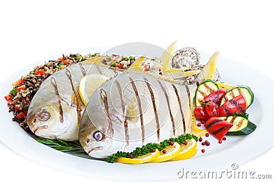 Grilled Pompano Stock Photo