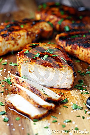 Grilled pork chops Stock Photo
