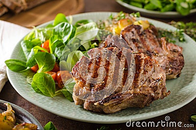 Grilled pork chops Stock Photo