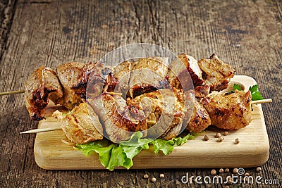 Grilled pork meat kebab Stock Photo