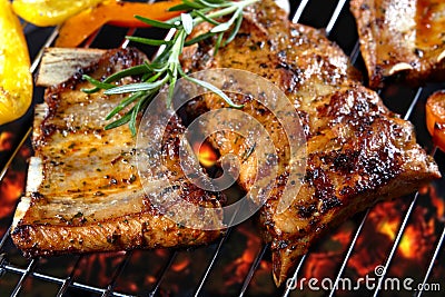 Grilled pork ribs Stock Photo