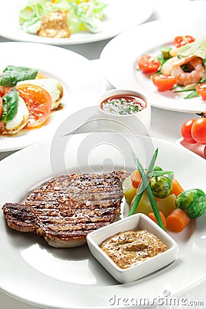 Grilled Pork Steak Stock Photo