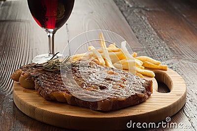 Grilled porterhouse with french fry Stock Photo