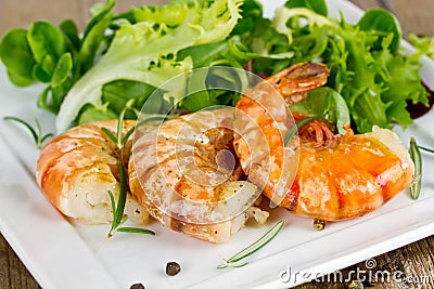 Grilled prawns Stock Photo