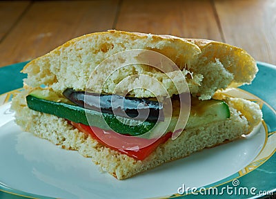 Grilled Ratatouille Muffuletta Sandwich Stock Photo