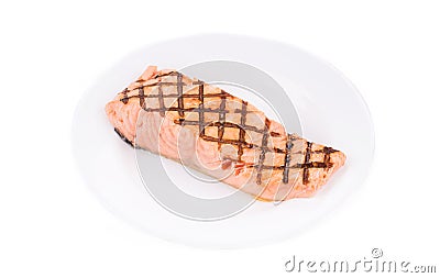 Grilled salmon fish fillet. Stock Photo