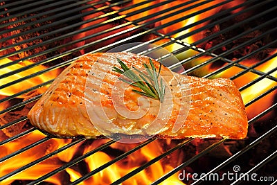 Grilled salmon Stock Photo