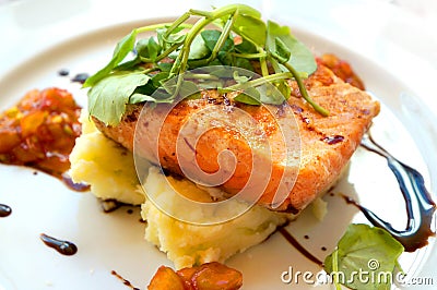 Grilled Salmon Stock Photo