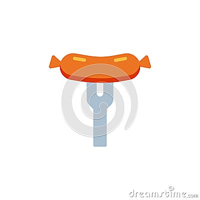 Grilled sausage flat icon Vector Illustration