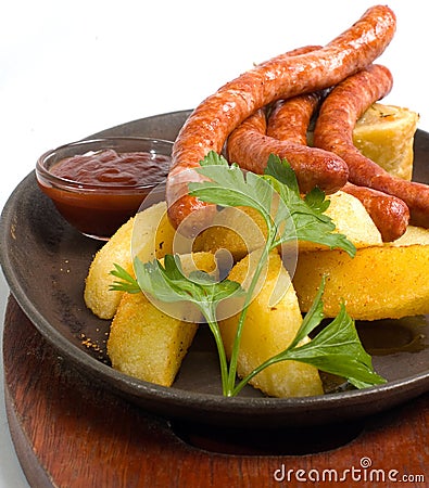 grilled sausage platter Stock Photo