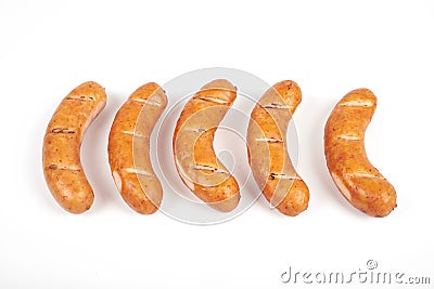 Grilled sausages isolated on a white background Stock Photo