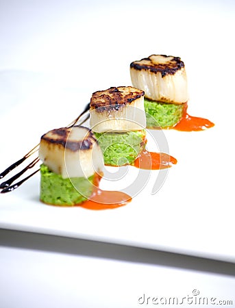 Grilled scallop St.Jacques Stock Photo