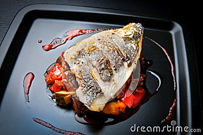 Grilled sea bream fillet Stock Photo