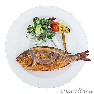 Grilled sea bream fish with vegetables Stock Photo