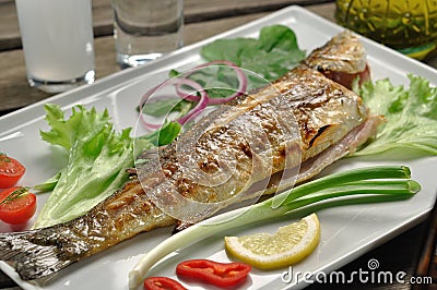 Grilled seabass Stock Photo