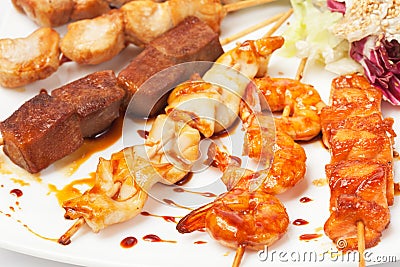 Grilled seafood on a plate Stock Photo