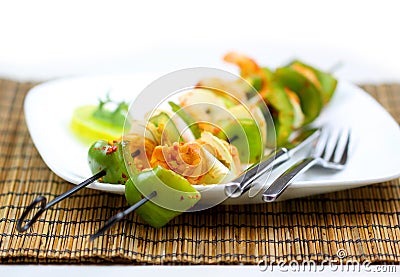 Grilled shrimp Stock Photo