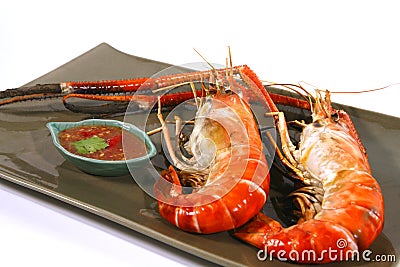 Grilled shrimp Stock Photo