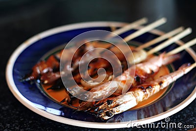 Grilled shrimp Stock Photo