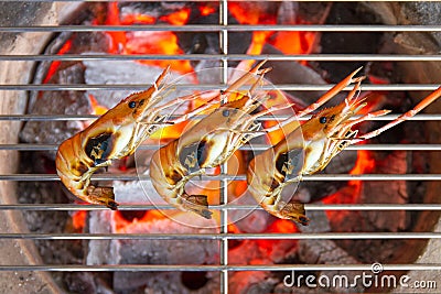 Grilled shrimp Stock Photo