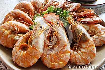 Grilled shrimps steak, shrimp Delicious Food of Thailand Stock Photo