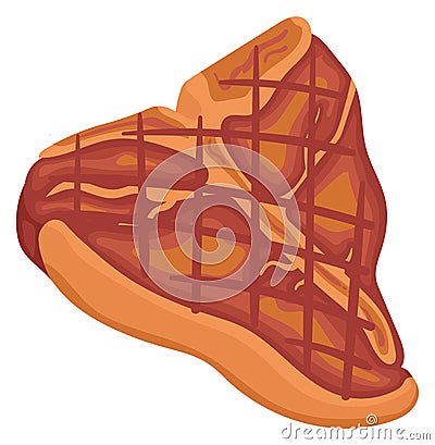 Grilled sirloin steak icon. Roasted bbq meat Vector Illustration