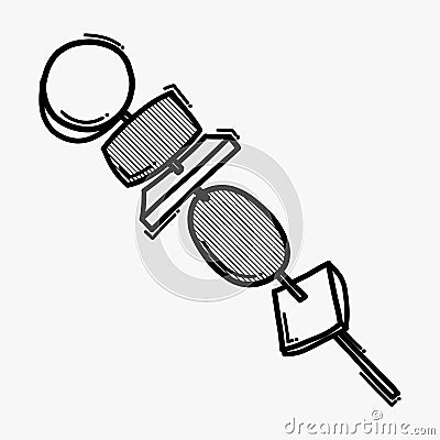 Grilled skewer doodle vector icon. Drawing sketch illustration hand drawn line eps10 Vector Illustration