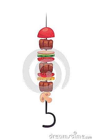 grilled skewer icon Vector Illustration