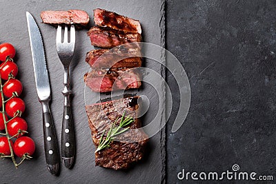 Grilled sliced beef steak Stock Photo