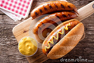 Grilled Smoked Sausages Stock Photo