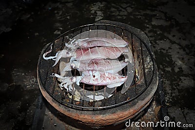 Grilled splendid squid fresh from the sea and safe from formalin Stock Photo