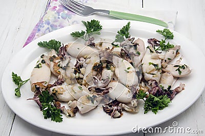 Grilled squid Stock Photo