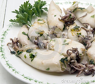 Grilled squid Stock Photo