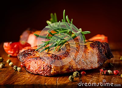 Grilled steak closeup detail Stock Photo