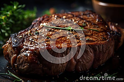 Grilled steak on a cutting board Stock Photo