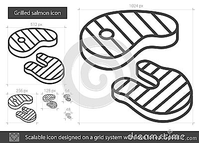 Grilled steak line icon. Vector Illustration