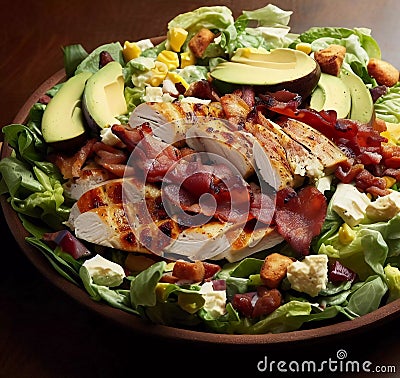 Grilled Steak Salad with Fresh Greens and Veggies Stock Photo